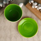 Горшок для цветов в форме чашки «Эмма: цветы» керамический, с поддоном, 1.3 л, 19×15×10 см, бело-зелёный с рисунком - Фото 3