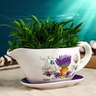 Горшок для цветов в форме кувшина «Агнес: лаванда» керамический, с поддоном, 1.1 л, 25×11×11 см, бело-фиолетовый - Фото 8