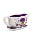 Горшок для цветов в форме кувшина «Агнес: лаванда» керамический, с поддоном, 1.1 л, 25×11×11 см, бело-фиолетовый - Фото 3