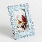 Фоторамка пластик 10х15 см "Розочки и завитки роза" голубая с золотом 20,5х15,5 см - Фото 2