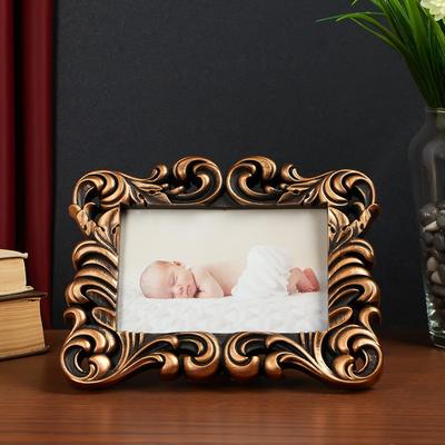 Фоторамка пластик 10х15 см "Пушистые листья" тёмное золото 20х15,5 см