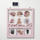 Фоторамка пластик на 7 фото 7х7, 8х8 см с штемп.подушкой "Семья" розовая 36х20 см - фото 60996571