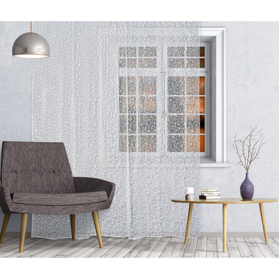 Штора органза Carrera 300х260 см, белый, на шторной ленте, пэ 100%