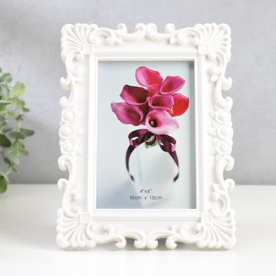 Фоторамка для фото 10×15 см «Розочки и завитки роза», пластик, белая, 20.5×15.5 см