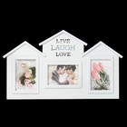 Фоторамка пластик на 3 фото 10х15 см "Дом - жизнь. смех, любовь" белая 33х54,5 см  (артикул 3930151)  большой выбор товаров оптом и в розницу по низким ценам с доставкой