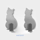 Крючки самоклеящиеся SAVANNA «Кошка», 2 шт., металл, 5×2.4×1.5 см, хромированные - Фото 3