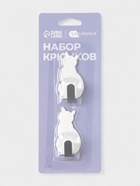Крючки самоклеящиеся SAVANNA «Кошка», 2 шт., металл, 5×2.4×1.5 см, хромированные - Фото 8