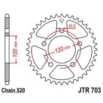 Звезда задняя, ведомая JTR703, цепь 520, 40 зубьев