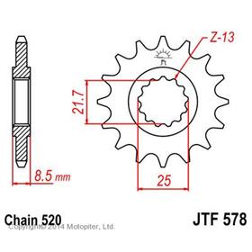 Звезда передняя, ведущая, стальная JTF578, цепь 520, 15 зубьев