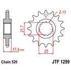 Звезда передняя, ведущая JTF1299, стальная, цепь 520, 14 зубьев 4138513 - фото 305414755