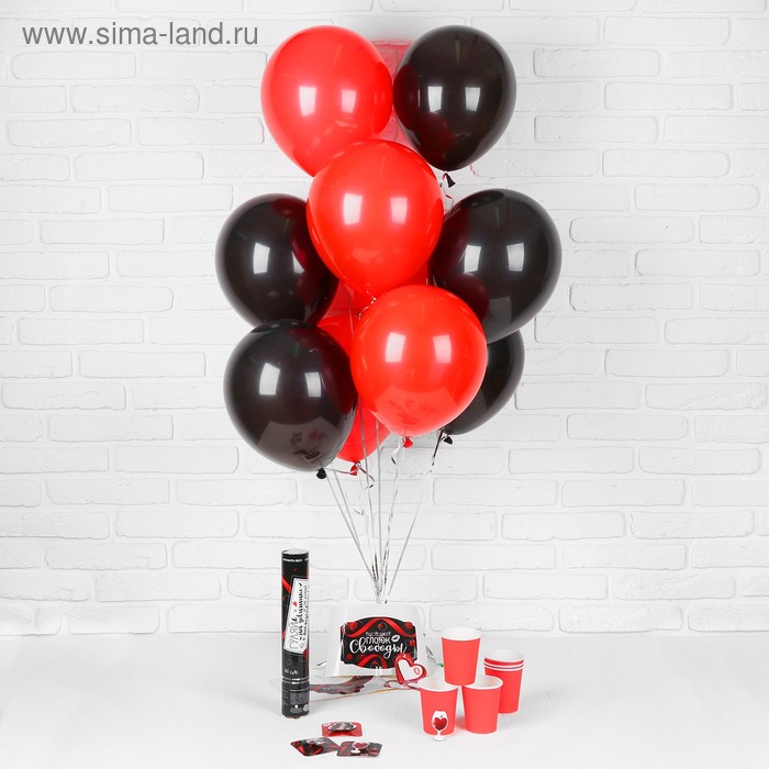 Воздушные шары «Девичник», стаканчики, хлопушка, наклейки, красный, 19 предметов в наборе - Фото 1