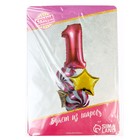 Набор воздушных шаров «1 годик», для девочки, 5 шт. - фото 24303321