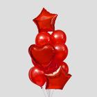 Букет из шаров «Сердца и звёзды», латекс, фольга, набор 14 шт., цвет красный - фото 319787264