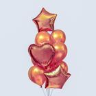 Букет из шаров «Сердца и звёзды», латекс, фольга, в наборе 14 шт., цвет розовое золото - Фото 1
