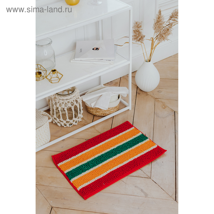 Коврик «Букли полосатые», 40×60 см, цвет жёлто-красный - Фото 1