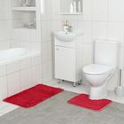 Набор ковриков для ванны и туалета Доляна «Мягкий», 2 шт: 40×50, 50×80 см, цвет бордовый - фото 8766479