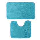 Набор ковриков для ванны и туалета 2 шт 40х50, 50х80 см "Мягкий" цвет голубой - Фото 1