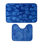 Набор ковриков для ванной и туалета «Грация», 2 шт, 40×50, 50×80 см, цвет синий - Фото 1