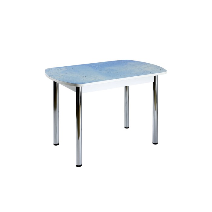 Стол раздвижной с фотопечатью Стин, 1100(1420)x700x760, Белое/Капли/Хром прямые