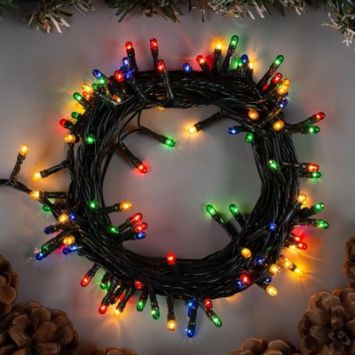 УЦЕНКА Гирлянда «Нить» 5.5 м, IP20, тёмная нить, 140 ламп, свечение мульти, 8 режимов, 220 В