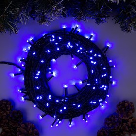 УЦЕНКА Гирлянда «Нить», 20 м, IP20, 200 LED, 220 В, 8 режимов, тёмная нить, свечение синее 4138301