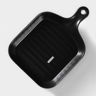 Блюдо из для подачи Magistro «Сковорода-гриль», 23×16×3 см, жаропрочная керамика, чёрное - Фото 5