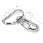 Карабин металлический, 39×31 мм / 25×2.2 мм, 10 шт., цвет серебряный - Фото 2