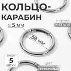 Кольцо-карабин Арт Узор, d=38/48 мм, s=5 мм, 5 шт., цвет серебряный - Фото 1