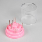 Подставка под фрезы, круглая, 48 отделений, d=8×9.5 см, с крышкой, розовая - Фото 2