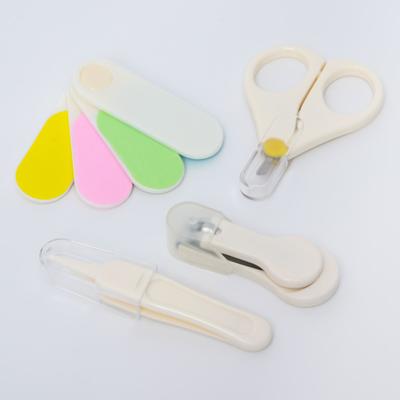 Набор маникюрный детский, 4 предмета: безопасные ножницы, щипчики с ручкой, пилочка, пинцет, белый