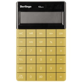 Калькулятор настольный 12-разрядный Berlingo PowerTX, 165х105х13 мм, двойное питание, золотистый