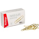 Скрепки канцелярские 50мм, золотистые 100 штук Berlingo, в картонной упаковке (комплект 10 шт) - фото 20892142