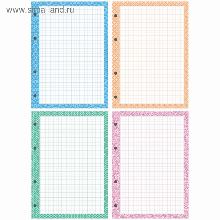 Сменный блок для тетрадей на кольцах А5, 200 листов, 4 цвета OfficeSpace - Фото 1