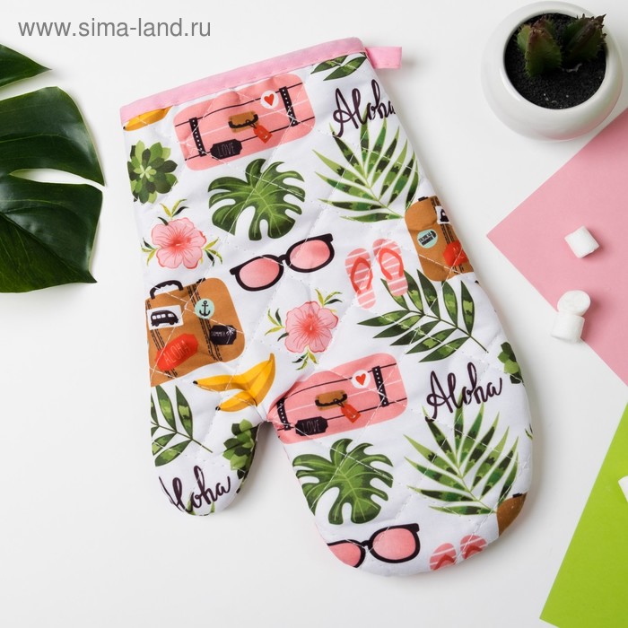 Варежка Доляна Alohaцв.розовый,25*16 см, 100% п/э фото