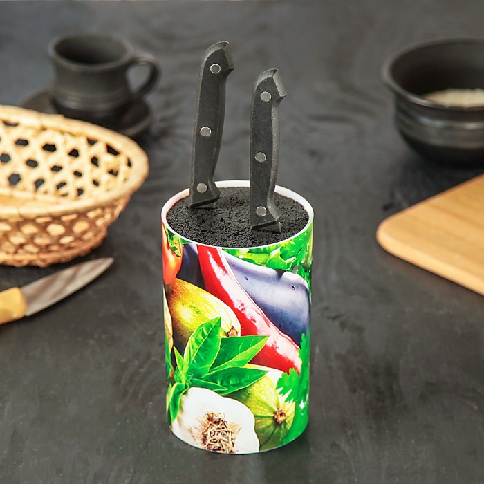 Подставка для ножей с наполнителем Доляна «Яркоцвет», 14×9 см, цвет МИКС - фото 1887838571