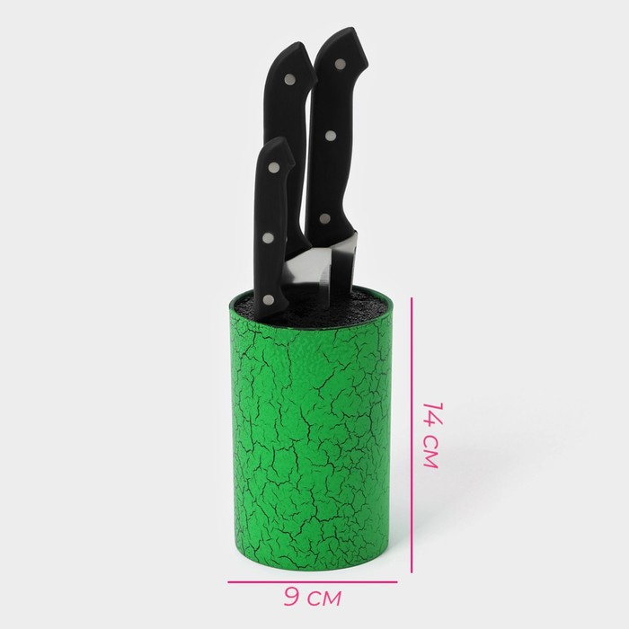 Подставка для ножей с наполнителем Доляна «Кракле», 14×9 см, soft-touch, цвет зелёный - фото 1886356258