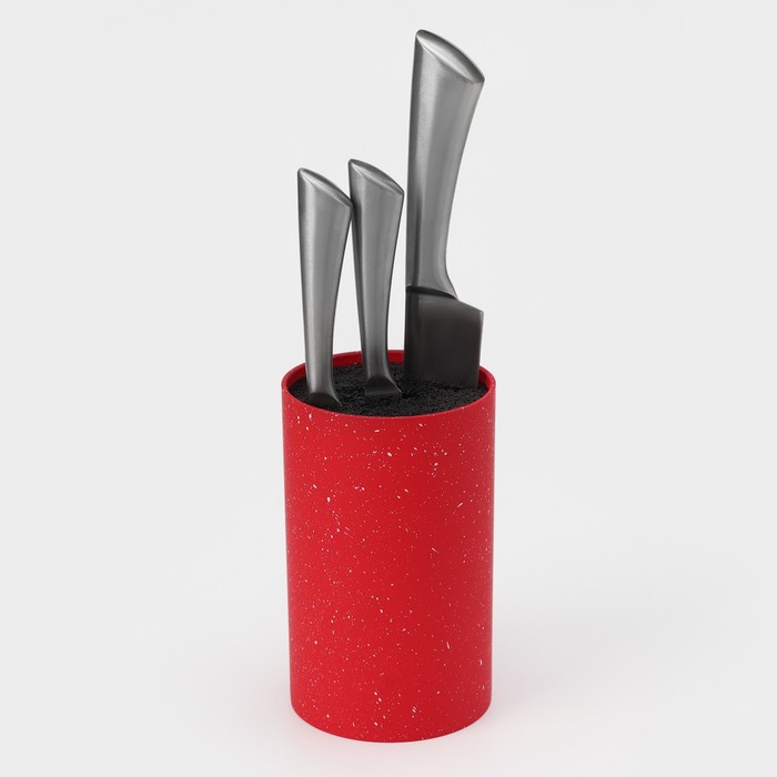 Подставка для ножей с наполнителем Доляна «Зефир», 11×18 см, цвет красный - фото 1887838601