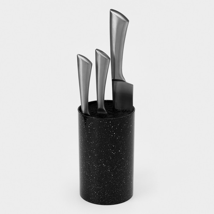 Подставка для ножей с наполнителем Доляна «Зефир», 11×18 см, цвет чёрный - фото 1906972608