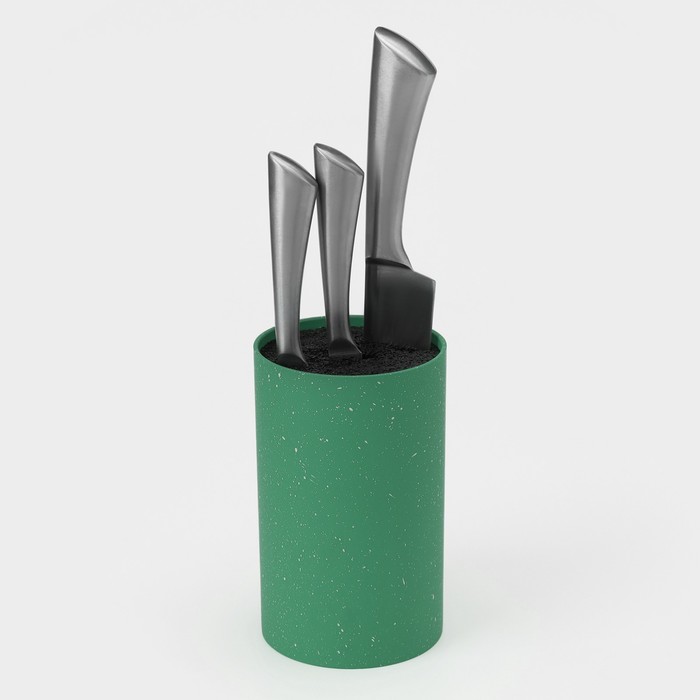 Подставка для ножей с наполнителем Доляна «Зефир», 11×18 см, цвет зелёный - фото 1887838611