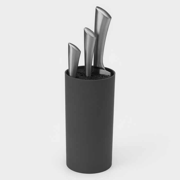 Подставка для ножей с наполнителем Доляна «Нео», 22×11 см, покрытие soft-touch, цвет серый - фото 1887838616