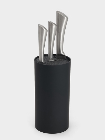 Подставка для ножей с наполнителем Доляна «Нео», 22×11 см, покрытие soft-touch, чёрная