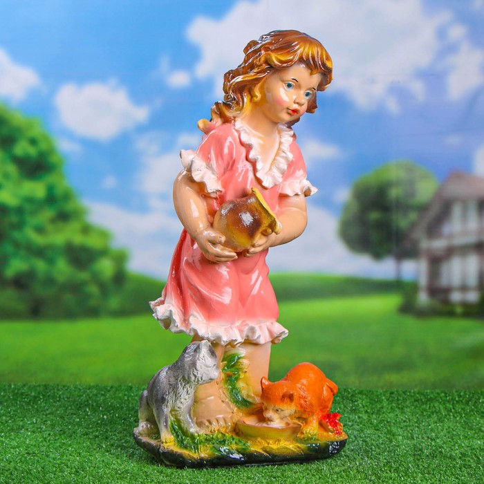 Садовая фигура "Девочка с котятами" - Фото 1