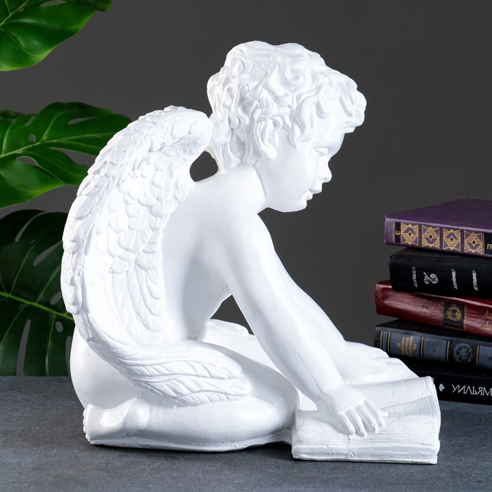 Фигура "Ангел сидя большой читающий" белый, 34х36х29см - фото 1912183308
