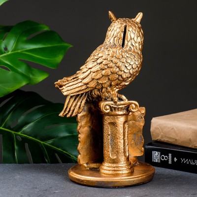 Копилка для денег «Сова в книге», гипс, бронза, 14×17×27 см