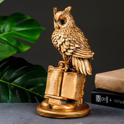 Копилка для денег «Сова в книге», гипс, бронза, 14×17×27 см