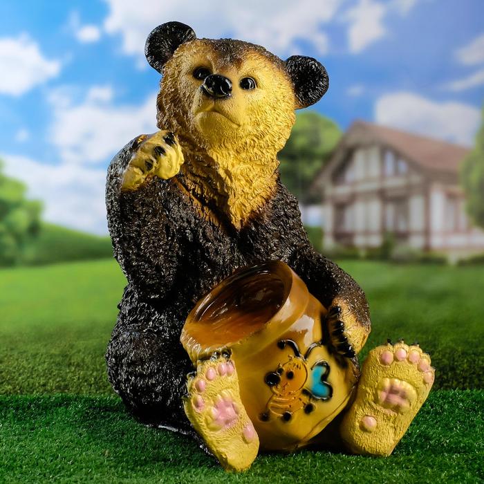 Садовая фигура "Медведь с медом большой" цветной - фото 1906972648