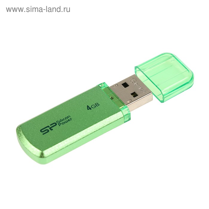 УЦЕНКА Флешка USB Silicon Power Helios 101, 4 Гб, USB2.0, чт до 25Мб/с,зап до 15Мб/с,зелёная - Фото 1