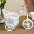 Корзина декоративная "Трёхколёсный велосипед с кашпо" голубая 27х33,5х17,5 см - Фото 2
