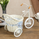 Корзина декоративная "Трёхколёсный велосипед с кашпо" голубая 27х33,5х17,5 см - Фото 3