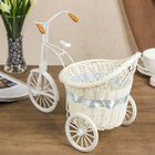Корзина декоративная "Трёхколёсный велосипед с кашпо" голубая 27х33,5х17,5 см - Фото 4